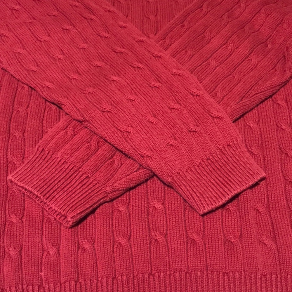 HUNT CLUB COLLECTION—VTG—Men’s Chunky Red Cable-Knit Crewneck Sweater—Size XL - Picture 8 of 12